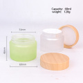 2oz Frosted glass cosmetic container face cream glass jar with bamboo lid